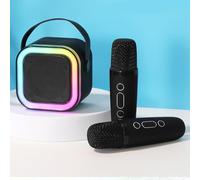 Dodorado Mini Karaoke, Stellaya Mini Karaoke Machine for Kids Adults, Portable Bluetooth Mini Karaoke Machine with Wireless Microphones and Light for All Smartphones (Two Microphones,Black)