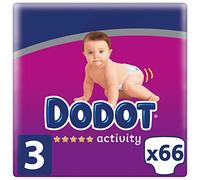Dodot Activity Nappies Size 3, 66 Nappies, 6-10 kg, Diapers with Sturdy Fit