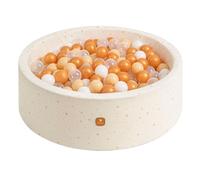 Dodozen Soft Ball Pit 90x30cm/200 ∅ 7cm Balls for Babies and Children - High Resilience Foam - Super Soft Velvet - Removable Cover - Golden Stars：White/Trasparent/Beige/Bronze