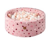 Dodozen Soft Ball Pit 90x30cm/200 ∅ 7cm Balls for Babies and Children - High Resilience Foam - Super Soft Velvet - Removable Cover - Sweetheart: White/Transparent/Pink