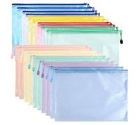 DODUOS 20 Pcs A4 Zip Wallets, 10 Colours A4 Clear Plastic Zip Wallets Folders, Mesh Zipper Pouch A4 Mesh Folders, Zippable Document Wallet for School Travel Home Office