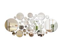 DODUOS 36-Piece Removable Acrylic Setting Wall Sticker Decal, Round Acrylic Mirror Stickers, 3D Mirror Wall Decal for Home, Bedroom, Hallway Decoration