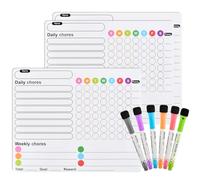 DODUOS 3PCS Magnetic Chores Chart for Kids with 6PCS Fine Tip Markers, Reusable Magnetic Reward Charts, Learning Responsibility Chart for Kids, Reward Chart Magnetic Chore Chart for Kids