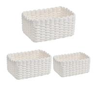 DODUOS 3Pcs Woven Storage Baskets, 3 Sizes Recycled Paper Rope Woven Organizer, White Paper Storage Basket Braided Multipurpose Organiser Box for Cupboard Drawer Closet Shelf Dresser