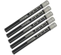 DODUOS 5PCS 6mm Porcelain Tile Drill Bit, Dry Diamond Drill Bits Glass, Granite, Ceramic Tile, Round Shank Professional Diamond Tipped Drill Bits with Wax Core for Cool Heat Dissipation