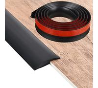 DODUOS Floor Transition Strip, 2M Carpet Trim Strip Self Adhesive Laminate Floor Door Strip Transition Threshold Door Floor Strips Trim PVC Rubber Flooring Edge Strip, 3.5mm Threshold, Black