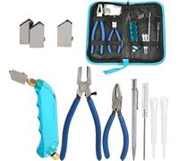 DODUOS Professional Glass Cutter Tool Kit - Heavy Duty Glass Running Pliers and Breaker Grozer Pliers, Pistol Grip Glass Cutter with 3 Cutter Heads, Oil Dropper, Sculpture Pen and Screwdriver, Bag