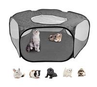 DODUOS Small Animal Cage Tent Pop up Pet Playpen, Foldable Pet Cage Tent Outdoor Indoor Exercise Fence with Top Cover, Mesh Hamster Playpen Yard Fence Play Pen Breathable for Rabbit Ferret Guinea Pig