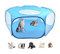 DODUOS Small Animals Cage Tent,Hamster Playpen with Portable Breathable Transparent Outdoor/Indoor Yard Fence Guinea Pig Cage Pet Playpen for Hamster Rabbit Ferret Bunny Rat Guinea Pig Blue
