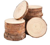 DODUOS Wood Slices 20 Pcs 8-10cm Natural Wooden Circles Slices NO Hole Unfinished Predrilled Log Discs Wooden Rounds Discs Slices for Art Creation DIY Crafts Wedding Decorations Christmas Ornaments