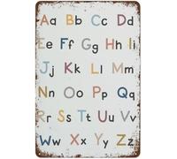 Dodurou Alphabet Big and Small ABC Montessori Classroom Lowercase Alphabet P Living Room Bedroom Mall Supermarket Garden Interesting Vintage Tin Sign 8x12 Inch