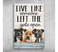 Dodurou American Pit Bull Terrier Live Like Someone Left The Gate Open for Street Garage Family Cafe Bar Farm Country Bathroom Wall Decoration Cute tin Sign 6x8 Inch
