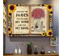 Dodurou and Into The Page I Go to Lose My Mind and Find My Soul Just A Girl Who Loves Books for Street Garage Family Cafe Bar Farm Country Bathroom Wall Decoration Cute tin Sign 12x16 Inch