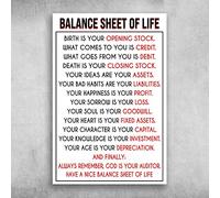 Dodurou Balance Sheet of Life Birth is Your Opening Stock for Street Garage Family Cafe Bar Farm Country Bathroom Wall Decoration Cute tin Sign 8x12 Inch