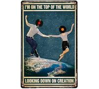 Dodurou Vintage Metal Plaque Viny Record Couple I’M On The Top of The World Looking Down On Creation Music Dance Metal Aluminum Tin Sign Beer Retro Vintage Decor Metal Tin Wall Stickers 6x8 Inch
