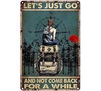 Dodurou Vintage Tin Sign Metal Poster Plaque Let's Just Go and Not Come Back for A While Metal Sign Iron Painting Retro Wall Decor Nostalgic Wall Art for Home Kitchen Cafe Bar Sign Holiday 8x12 Inch