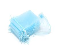 DODXIAOBEUL 100 Pcs 6 x 8 Inches Organza Bag Drawstring Bags Bulk Small Gift Bags for Christmas Candy Wedding Birthday Party (Light blue)