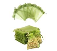 DODXIAOBEUL 100 Pcs 6 x 8 Inches Organza Bag Drawstring Bags Bulk Small Gift Bags for Christmas Candy Wedding Birthday Party (Green)