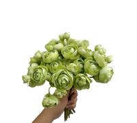 DODXIAOBEUL 18pcs Mini Ranunculus Artificial Flower 11 inch Silk Ranunculus Flower Bouquet Bridal Shower Filler Flowers for Home Centerpieces Arrangements Wedding Engagement Decorations,Green