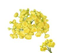 DODXIAOBEUL 18pcs Mini Ranunculus Artificial Flower 11 inch Silk Ranunculus Flower Bouquet Bridal Shower Filler Flowers for Home Centerpieces Arrangements Wedding Engagement Decorations,Yellow