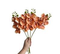DODXIAOBEUL 4-Pcs Artificial Flowers Real Touch Latex Phalaenopsis 17.7inch Artificial Orchid Stem Bouquets for Wedding Party Home Garden Decor,Orange