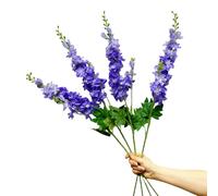 DODXIAOBEUL 4Pcs Long Stem Artificial Flowers for Tall Vase,33'' Artificial Delphinium Flowers Faux Silk Flowers for Home Office Decor Wedding Centerpieces,Light Purple
