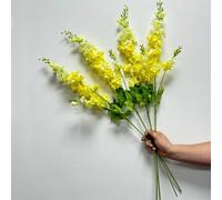 DODXIAOBEUL 4Pcs Long Stem Artificial Flowers for Tall Vase,33'' Artificial Delphinium Flowers Faux Silk Flowers for Home Office Decor Wedding Centerpieces,Yellow