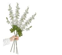 DODXIAOBEUL 4Pcs Long Stem Artificial Flowers for Tall Vase,33'' Artificial White Delphinium Flowers Faux Silk Flowers for Home Office Decor Wedding Centerpieces