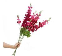DODXIAOBEUL 4Pcs Long Stem Artificial Flowers for Tall Vase,33'' Artificial White Delphinium Flowers Faux Silk Flowers for Home Office Decor Wedding Centerpieces,Rose Red