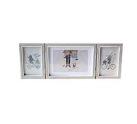 DODXIAOBEUL 5x7 Photo Frame 3 Picture Folding Vertical 6x8 Horizontal 3 Picture Frame Wedding Family Kids Frame White Wood Grain A2
