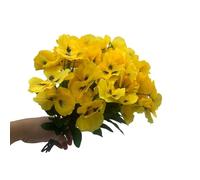 DODXIAOBEUL 6 Bundles Artificial Silk Flowers 13.7'' Faux Pansy Flowers UV Resistant Plastic Plants for Home Wedding Garden Porch Table Centerpieces Indoor Outdoor Decor,Yellow