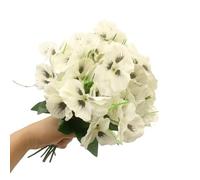 DODXIAOBEUL 6 Bundles Artificial Silk Flowers 13.7'' Faux Pansy Flowers UV Resistant Plastic Plants for Home Wedding Garden Porch Table Centerpieces Indoor Outdoor Decor,White