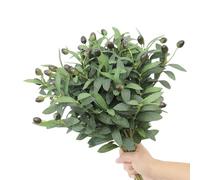 DODXIAOBEUL 8 Pcs Artificial Olive Branches for Vases 19 Inch Faux Olive Branch Stems Leaves with Fruits for Home Decor Weddings Party Vase Decorative Floral Arrangement