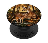 Doe And Fawn Forest Nature Round Artwork PopSockets Adhesive PopGrip
