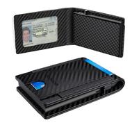 doeboe Ridge-Style Wallet for Men - RFID Blocking Metal Wallet, Slim Pop Up Card Holder for 8 Cards, Minimalist Bifold Aluminum Wallet with Cash Slot (Carbon Fiber, Gift for Dad)