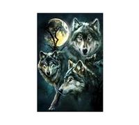 doegka Animal Wolves Howling Moon Night Decor Poster Canvas Poster Wall Art Decor Print Picture Paintings for Living Room Bedroom Decoration 12x18inch(30x45cm)