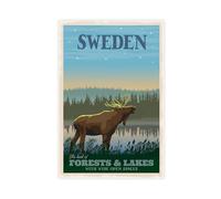 doegka SWEDEN FORESTS & LAKES Vintage Travel Poster Canvas Poster Wall Art Decor Print Picture Paintings for Living Room Bedroom Decoration 16x24inch(40x60cm)