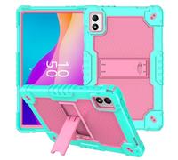 Doemoil case for ApoloMedia EM101A/TWTNVOF EM101A/Digiland DL1050 10.1 inch Tablet with Shoulder Strap Hard Back Hybrid Shockproof Kids Friendly Case (Green/Pink)