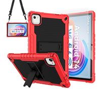 Doemoil Case for YQSAVIOR ZB30/YQCP20/VOLENTEX M10 /Aiprotablet K10/PRITOM M20/AEEZO MB1001/C10 10 inch Tablet Case Built in Kickstand for MUISOO MUIC110110 inch Tablet (Red/Black+2PCS Glass)