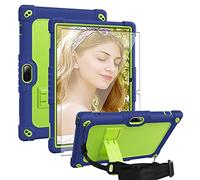 Doemoil for Vankyo MatrixPad S10 Tab Case YQSAVIOR CUPEISI Coopers YQ10S VIVIMAGE A10 A38 BYANDBY BYYQ10S 10.1" Case Built in Kickstand Shoulder Strap Shell with Screen Protector (Navy+Green/1 Pcs)
