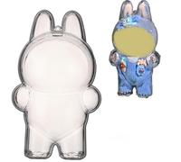 Doemoil Protective Case for LABUBU The Monsters Exciting Macaron/Big into Energy Series, Display Stand Hard Case Cover Accessories with Silicone Strap(Standing)