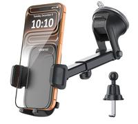 doenci Car Phone Holder, Super Strong Suction Cup & Upgraded Hook Clip, 360° Universal Triple Mount for Dashboard Windshield Vent, Compatible with iPhone 15 14 13 Pro & Android Smartphone