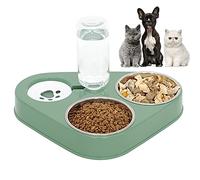 doepeBAE Cat Water and Double Food Bowls, Gravity Water and Double Food Bowls,500ml Premium Stainless Steel Dog Bowls and Cat Food Bowls with Non-Spill Silicone Base For Small Dogs and Cats