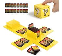 doepeBAE Game Card Case for Nintendo Switch,Deformable Expandable Switch Game Card Holder,Cube Game Card Storage Box,Large Capacity Game Card Organizer with 16 Card Slots (Q Yellow)