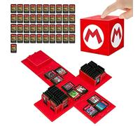 doepeBAE Game Holder for Nintendo Switch, Extra Large Capacity Switch Game Case, Upgraded 41 Slots Switch Game Card Storage Box, Press to Unfold Fun Switch Card Case (Red M)