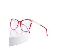 DOERAYMI Blue Light Glasses for Women Anti-Glare Gaming Computer Comfort Fit Glasses, Red 9123, 52*18*143