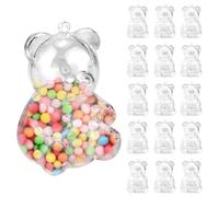 DOERDO 15Pcs Clear Bear Shaped Candy Boxes Plastic Chocolate Candy Cups Mini Candy Holders for Valentine Day Birthday Party Supplies, 2x3Inch