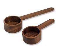 DOERDO 2PCS Wood Coffee Measure Scoop Wooden Measuring Teaspoon Tablespoon for Coffee Beans Ground Beans Protein Powder Spices, 16.8cm, 9.8cm