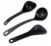 DOERDO 3Pcs Rice Paddle Spoon Soup Spoon Non Stick Rice Scooper Cooking spoon for Rice Soup Potato, Black