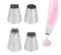 DOERDO 4pcs Stainless Steel Cupcake Cream Nozzle Tips Piping Set for Pastry Fondant, Cake Biscuit Butter Baking Tools
